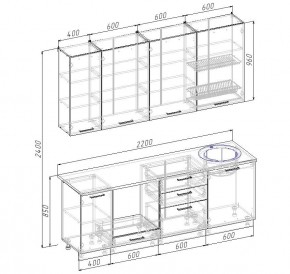 Кухонный гарнитур Вегас 2200 (Стол. 26мм) в Коротчаево - korotchaevo.ok-mebel.com | фото 2