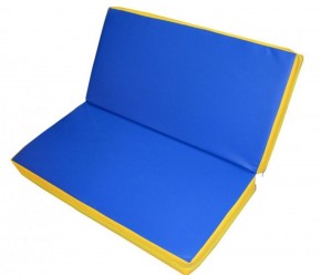 Мат гимнастический 1х1х0,08м складной цв. синий-желтый в Коротчаево - korotchaevo.ok-mebel.com | фото