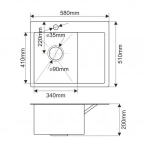 Мойка HD5851L MELANA ProfLine 3,0/200 САТИН врезная прямоугольная с коландером HD5851L в Коротчаево - korotchaevo.ok-mebel.com | фото 2