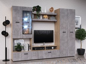 Нэнси New Центральная секция (ЛДСП) Бетон светлый/Сонома в Коротчаево - korotchaevo.ok-mebel.com | фото 2