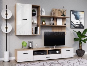 Нэнси New Тумба ТВ ЛДСП (2дв.+1ящ.) Белый глянец/Сонома в Коротчаево - korotchaevo.ok-mebel.com | фото 3