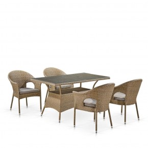 Обеденный комплект плетеной мебели T198B/Y79B-W56 Light Brown (4+1) в Коротчаево - korotchaevo.ok-mebel.com | фото