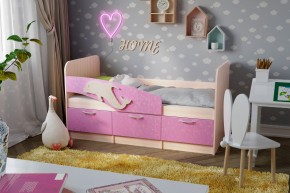 Кровать Дельфин 1,9 (Белый/Ламарти розовый) в Коротчаево - korotchaevo.ok-mebel.com | фото 2