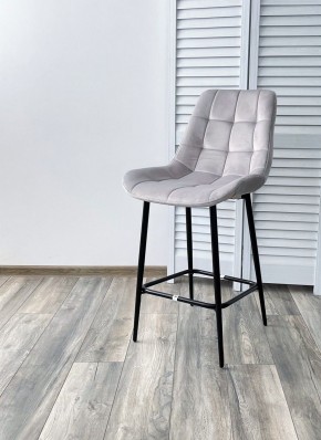 Полубарный стул ХОФМАН, цвет H-09 Светло-серый, велюр / черный каркас H=63cm М-City в Коротчаево - korotchaevo.ok-mebel.com | фото 2