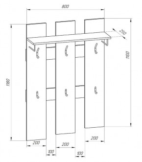 Прихожая-вешалка большая 800 в Коротчаево - korotchaevo.ok-mebel.com | фото 2