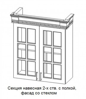 Секция навесная 2-х ств. с полкой "Верона", фасад со стеклом (800) в Коротчаево - korotchaevo.ok-mebel.com | фото