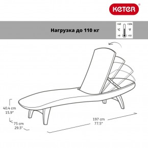 Шезлонг Пацифик (Pacific) графит в Коротчаево - korotchaevo.ok-mebel.com | фото 2