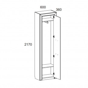 Шкаф 1DW, OLIVIA, цвет вудлайн крем/дуб анкона в Коротчаево - korotchaevo.ok-mebel.com | фото 2