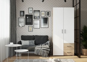 Шкаф 2-х створчатый с ящиками VICTOR (Сонома-Белый) в Коротчаево - korotchaevo.ok-mebel.com | фото 3