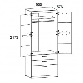 Шкаф 2D3S OSKAR , цвет дуб Санремо в Коротчаево - korotchaevo.ok-mebel.com | фото 3