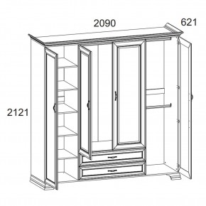 Шкаф 4D2S Z, TIFFANY, цвет вудлайн кремовый в Коротчаево - korotchaevo.ok-mebel.com | фото