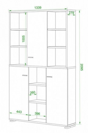 Шкаф книжный Домино ПУ-40-3 в Коротчаево - korotchaevo.ok-mebel.com | фото 2