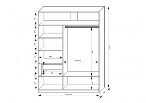 Шкаф-купе 1500 серии NEW CLASSIC K2+K2+B2+PL2(2 ящика+1 штанга+1 полка) профиль «Капучино» в Коротчаево - korotchaevo.ok-mebel.com | фото 3