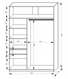 Шкаф-купе 1600 серии SOFT D1+D3+B2+PL1 (2 ящика+1штанга) профиль «Графит» в Коротчаево - korotchaevo.ok-mebel.com | фото 3