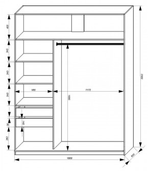 Шкаф-купе 1800 серии SOFT D1+D3+B2+PL1 (2 ящика+1штанга) профиль «Графит» в Коротчаево - korotchaevo.ok-mebel.com | фото 3