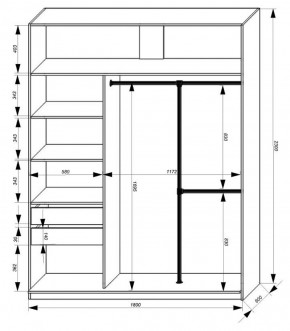 Шкаф-купе 1800 серии SOFT D8+D2+B2+PL4 (2 ящика+F обр.штанга) профиль «Графит» в Коротчаево - korotchaevo.ok-mebel.com | фото 3