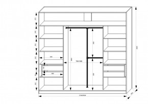 Шкаф-купе 2150 серии NEW CLASSIC K4+K4+K4+B22+PL4(по 2 ящика лев/прав+F обр.штанга) профиль «Капучино» в Коротчаево - korotchaevo.ok-mebel.com | фото 3