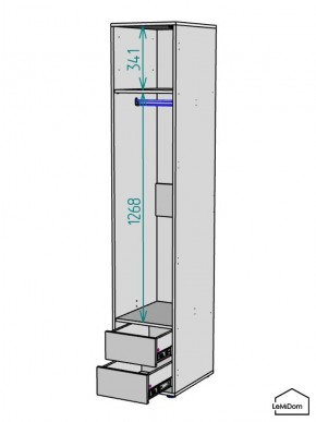 Шкаф Linnea MHR-1PO-3 2050х400х510 (Белый-М 11.1.1) в Коротчаево - korotchaevo.ok-mebel.com | фото 3