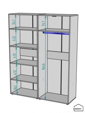 Шкаф Linnea MHR-4-1 2050х1600х510 (Графит-М 11.1.25) в Коротчаево - korotchaevo.ok-mebel.com | фото 3