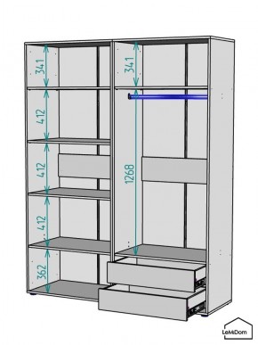 Шкаф Linnea MHR-4-2 2050х1600х510 (Белый-М 11.1.2) в Коротчаево - korotchaevo.ok-mebel.com | фото 3