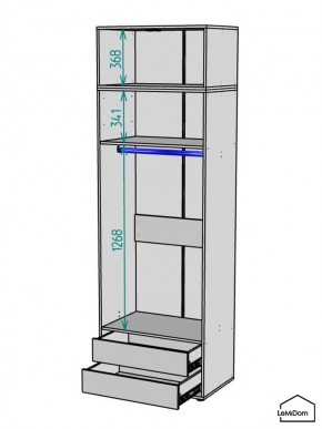 Шкаф с антресолью Linnea MHR-2A-3 2450х800х510 (ДВ-М 11.1.25) в Коротчаево - korotchaevo.ok-mebel.com | фото 3