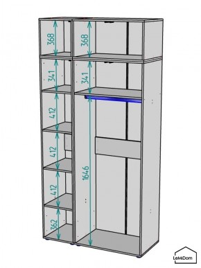 Шкаф с антресолью Linnea MHR-3A-1 2450х1200х510 (Графит-М 11.1.25) в Коротчаево - korotchaevo.ok-mebel.com | фото 3