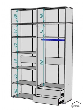 Шкаф с антресолью Linnea MHR-4POA-2 2450х1600х510 (Белый-М 11.1.1) в Коротчаево - korotchaevo.ok-mebel.com | фото 3
