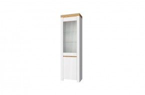 Шкаф с витриной  1V1D, TAURUS, цвет белый/дуб вотан в Коротчаево - korotchaevo.ok-mebel.com | фото