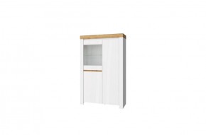 Шкаф с витриной 1V2D, TAURUS, цвет белый/дуб вотан в Коротчаево - korotchaevo.ok-mebel.com | фото