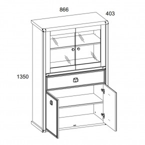 Шкаф с витриной 2V2D1SL, MAGELLAN, цвет Сосна винтаж в Коротчаево - korotchaevo.ok-mebel.com | фото 3