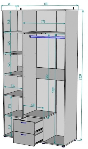 Шкаф с зеркалом Ольга H54_M в Коротчаево - korotchaevo.ok-mebel.com | фото 2