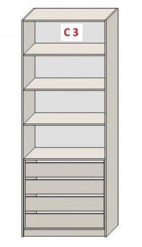 Шкаф СТАНДАРТ С3 4 ящика серия "ГЕСТИЯ" (Бело-серый/Дуб Небраска натуральный ) 800*520*2300 в Коротчаево - korotchaevo.ok-mebel.com | фото 2