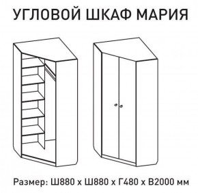 Шкаф угловой Мария 880*880 (ЛДСП 1 кат.) в Коротчаево - korotchaevo.ok-mebel.com | фото 2