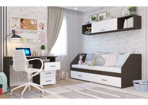 Стол 1200/3 ящика НЕНСИ (Венге/Белый глянец) в Коротчаево - korotchaevo.ok-mebel.com | фото 2
