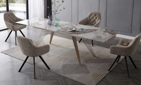 Стол ACERRA NEW 160 GLOSS LUXURY PANDORA SOLID CERAMIC/ каркас цвета шампань, ®DISAUR в Коротчаево - korotchaevo.ok-mebel.com | фото 3