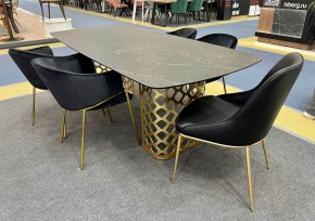 Стол CHIAVARI 220 KL-116 Черный мрамор матовый, итальянская керамика / бронзовый, ®DISAUR в Коротчаево - korotchaevo.ok-mebel.com | фото 2