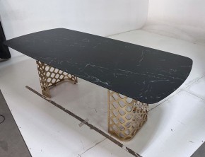 Стол CHIAVARI 220 KL-116 Черный мрамор матовый, итальянская керамика / бронзовый, ®DISAUR в Коротчаево - korotchaevo.ok-mebel.com | фото 6