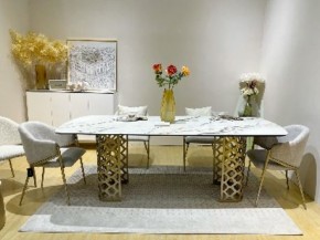 Стол CHIAVARI 220 KL-188 Контрастный мрамор матовый, итальянская керамика / Шампань, ®DISAUR в Коротчаево - korotchaevo.ok-mebel.com | фото 2