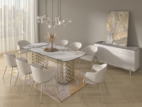 Стол CHIAVARI 220 KL-188 Контрастный мрамор матовый, итальянская керамика / Шампань, ®DISAUR в Коротчаево - korotchaevo.ok-mebel.com | фото 9
