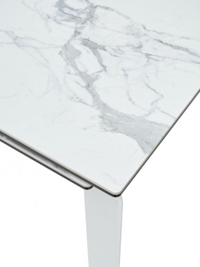 Стол CORNER 120 HIGH GLOSS STATUARIO керамика, стекло/ белый каркас, ®DISAUR в Коротчаево - korotchaevo.ok-mebel.com | фото 2