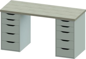 Стол письменный Ингар 2/55 140x75x55, дуб беленый/белый в Коротчаево - korotchaevo.ok-mebel.com | фото 2