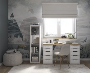 Стол письменный Ингар 2/55 140x75x55, дуб беленый/белый в Коротчаево - korotchaevo.ok-mebel.com | фото 4