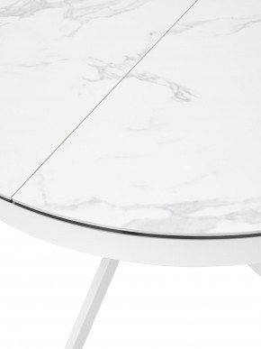 Стол TRENTO 120 HIGH GLOSS STATUARIO Белый мрамор глянцевый, керамика/ белый каркас, ®DISAUR в Коротчаево - korotchaevo.ok-mebel.com | фото 4