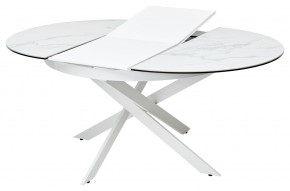 Стол TRENTO 120 HIGH GLOSS STATUARIO Белый мрамор глянцевый, керамика/ белый каркас, ®DISAUR в Коротчаево - korotchaevo.ok-mebel.com | фото 5