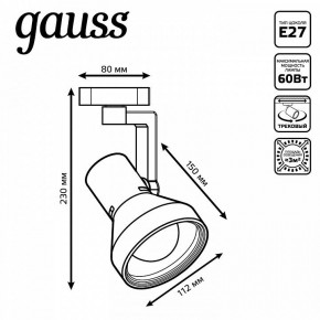 Светильник на штанге Gauss Track Light TR005 в Коротчаево - korotchaevo.ok-mebel.com | фото 6