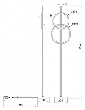 Торшер Arte Lamp Fluido A3913PN-24BK в Коротчаево - korotchaevo.ok-mebel.com | фото 2