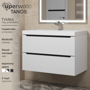 Тумба под раковину Uperwood Tanos 80 см, подвесная, белая/графит в Коротчаево - korotchaevo.ok-mebel.com | фото 3