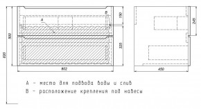 Тумба под раковину Uperwood Tanos 80 см, подвесная, белая/графит в Коротчаево - korotchaevo.ok-mebel.com | фото 7
