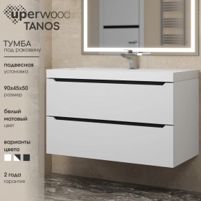 Тумба под раковину Uperwood Tanos 90 см, подвесная, белая/графит в Коротчаево - korotchaevo.ok-mebel.com | фото 3