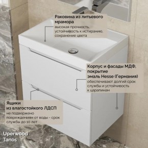 Тумба с раковиной Uperwood Tanos 50 см, подвесная, белая матовая в Коротчаево - korotchaevo.ok-mebel.com | фото 6